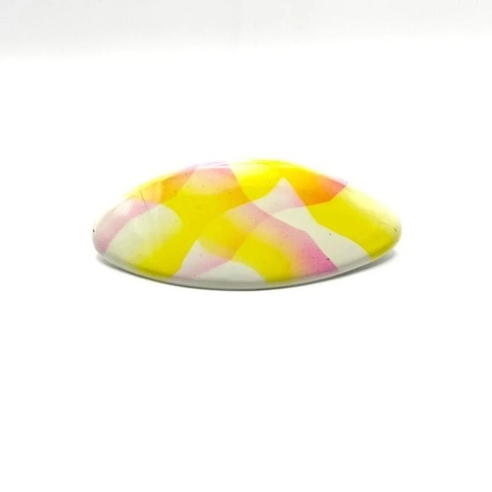 Vintage Made In France White Pink Yellow Swirled Marbled Abstract Hair Clip